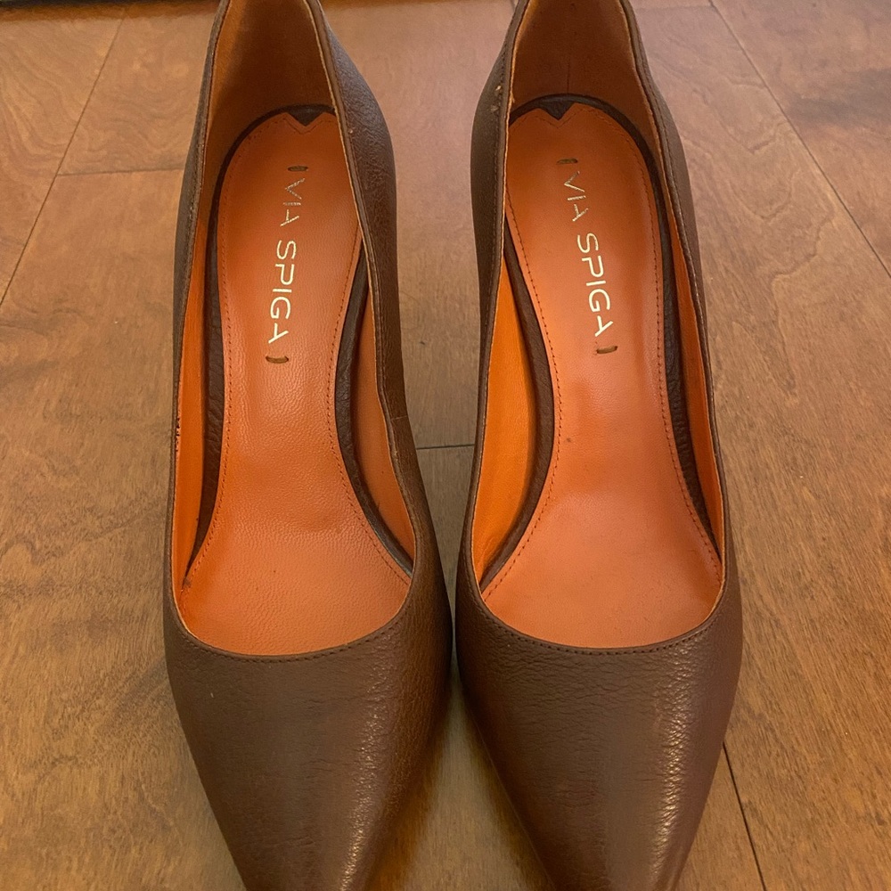Via Spiga Dark Brown Leather Heels
